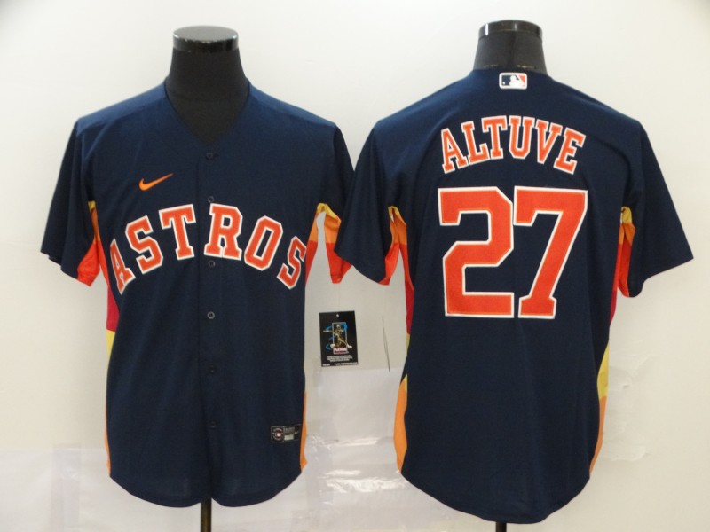 Men Houston Astros #27 Altuve Blue Nike Game MLB Jerseys